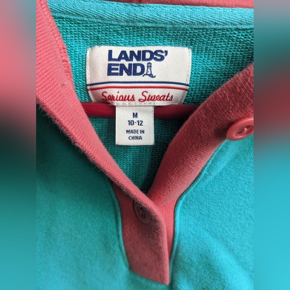 Lands End Serious Sweats Long Sleeve Button Hoodie - Picture 2 of 7